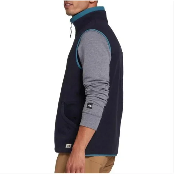 The North Face Men's Navy Teal Carbondale Fleece Full Zip Vest Size Large 2898 - Picture 9 of 12